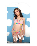 Conjunto de bralette y braguitas enjauladas con diseño de arcoíris Make It Rain de Vibes