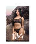 Conjunto de bralette y braguitas brillantes con un solo hombro Bad Bitch de Vibes - Negro