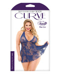 Curve Livie Lace Chemise & G-string Set - Navy Elegance