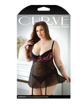 Conjunto de babydoll con copa suave Madison de Curve en negro/rosa 1x/2x