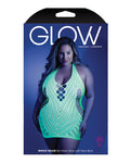 Neon Green Glow Black Light Halter Dress - Queen Size