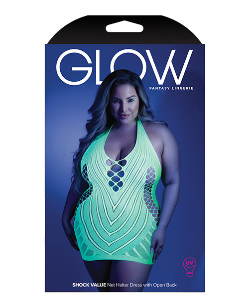 Neon Green Glow Black Light Halter Dress - Queen Size Product Image.