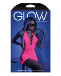 Neon Pink Glow Black Light Halter Dress