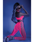 Neon Pink Cutout Halter Bodystocking