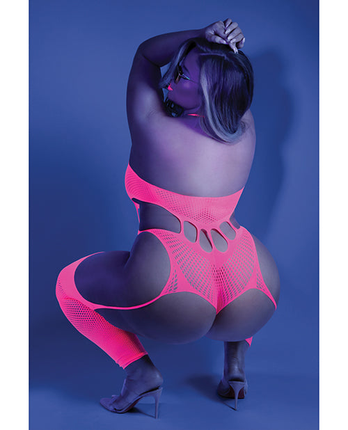 Body de peluche sin pies Queen Neon Pink Glow Black Light Product Image.