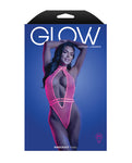 Neon Pink Glow Knockout Fishnet Teddy with Detachable Thong