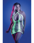 Vestido halter sin costuras reactivo UV Glow Synthesize - Verde neón