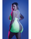 Vestido halter sin costuras reactivo UV Glow Synthesize - Verde neón