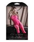 Neon Pink Multi-Garter Bodystocking: Sheer Fantasy Statement Piece