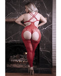 Bodystocking rojo transparente e inolvidable con aberturas