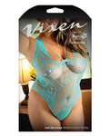 Vixen Just Because Strappy Stretch Lace Teddy in Aqua