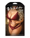 Vixen 酒紅色蕾絲胸罩和內褲套裝 - 大尺寸 14-18