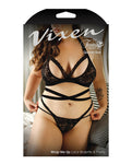 Conjunto de bralette y braguita de encaje Vixen - Negro (tamaño queen)