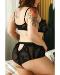 Vixen Striped Mesh Queen Size Lingerie Set