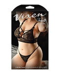 Conjunto de bralette y braguita de encaje Vixen - Negro Talla Queen