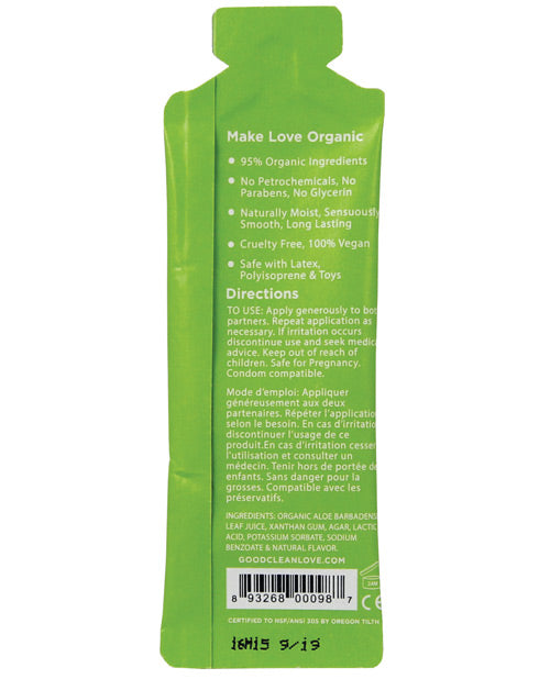 Good Clean Love 幾乎裸露有機個人潤滑劑 - 5 毫升鋁箔 Product Image.