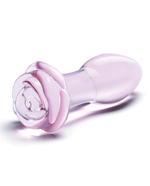Glas Plug Anal de Vidrio Rosebud de 5" - Rosa Product Image.