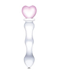 Glas Consolador de Vidrio Sweetheart de 8" - Rosa/Transparente: Curvas Sensuales, Juego de Temperatura, Mango en Forma de Corazón