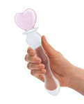 Glas 8" Sweetheart Glass Dildo - Pink/Clear: Sensual Curves, Temperature Play, Heart Handle