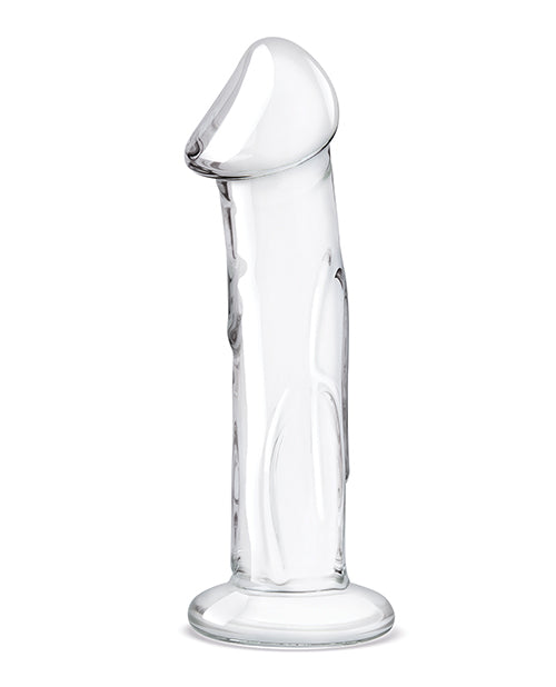 Glass Co. Veined 6" Glass Dildo with Flat Base - An Enchanting Experience Awaits Product Image.