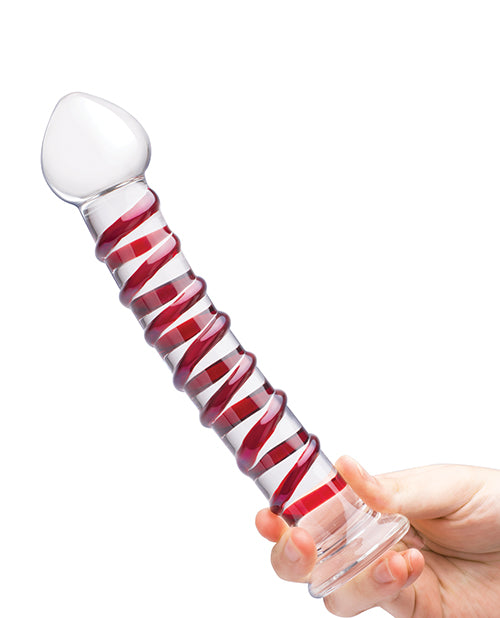 Glas 10" Mr. Swirly Dildo in Captivating Red: A Sensational Journey of Pleasure Product Image.