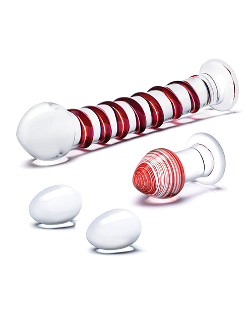 Juego de 4 piezas de cristal Mr. Swirly - Rojo Product Image.