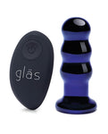 Glas Blue Vibrating Beaded Butt Plug