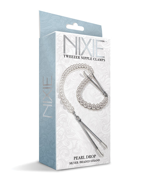 Pinzas para pezones con forma de gota de perlas Nixie de oro rosa Product Image.
