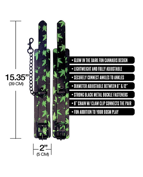 Stoner Vibes Glow-in-the-Dark Cannabis Wrist Cuffs Product Image.
