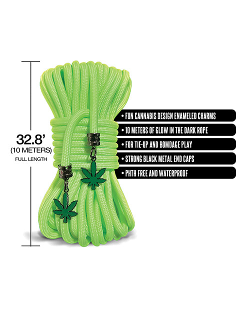 Stoner Vibes Glow-in-the-Dark Green Rope: Illuminate Your Bondage Game 🌿 Product Image.