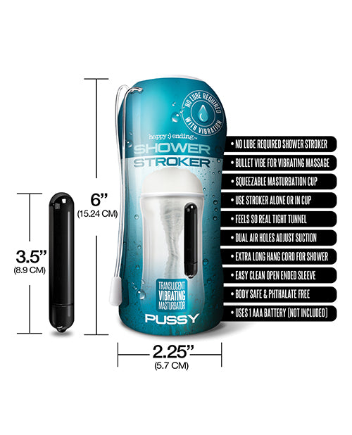 Clear Shower Stroker: Vibrating Pleasure Boost Product Image.