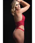 Glamorous Open Halter Teddy with Heart Clasp