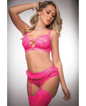 Pinklicious Flirty Ruffle Bra Top & High Waist Garter Panty Set