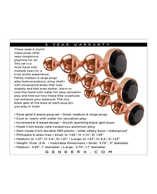 Gender X Luxury Rose Gold & Black 3-Piece Plug Set Product Image.