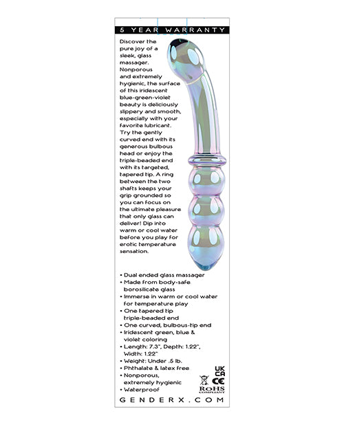 Celestial Green Galaxy Wand Glass Massager by Gender X Lustrous Product Image.