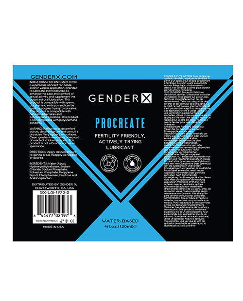 Gender X Procreate - 4 oz Personal Lubricant Product Image.