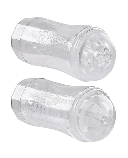 Gender X Double Fantasy - Clear: Dual-Ended Stroker with Vibrating Ring Product Image.