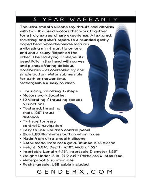 Gender X True Blue - Thrusting Vibrator Product Image.