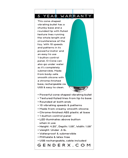 Gender X O-Cone: Teal Vibrating Bullet Product Image.