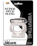 Anillo para pene vibratorio transparente Wet Dreams Super Stud Sling de Hott Products