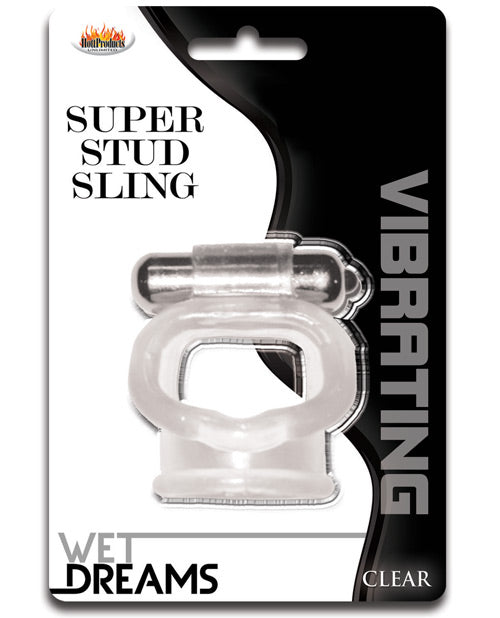 Anillo para pene vibratorio transparente Wet Dreams Super Stud Sling de Hott Products Product Image.