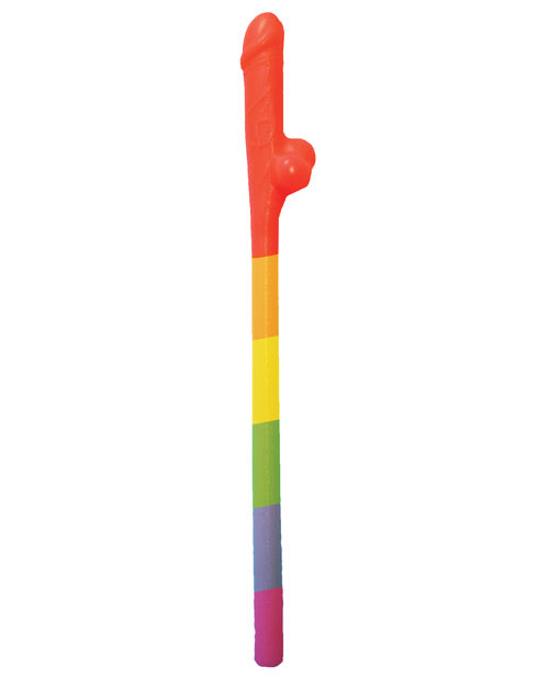 Rainbow Pecker Straws: Pack of 10 Product Image.