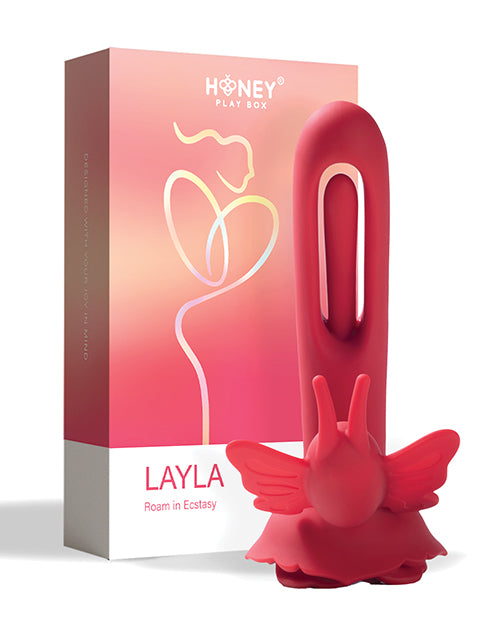 Vibrador de doble estimulación Layla Rosy Butterfly - Rojo Product Image.