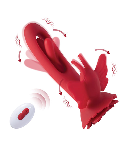 Layla Rosy Butterfly Dual Stimulation Vibrator - Red Product Image.