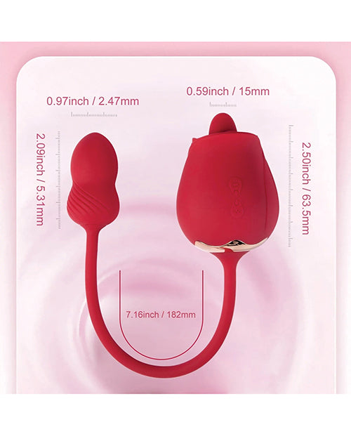 Rosa Fucsia Estimulador Doble &amp; Huevo Vibrador - Rojo Product Image.