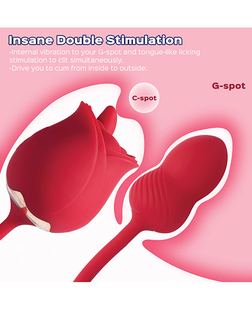 Fuchsia Rose Dual Stimulator & Vibrating Egg - Red Product Image.