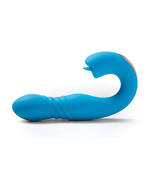 Vibrador de doble estimulación JOI THRUST en azul - Enciende tus sentidos Product Image.