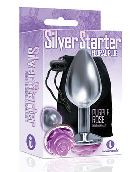 The 9's Plug Anal de Acero Inoxidable The Silver Starter Rose Floral - Featured Product Image