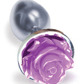 The 9's The Silver Starter Rose Floral Stainless Steel Butt Plug in Purple