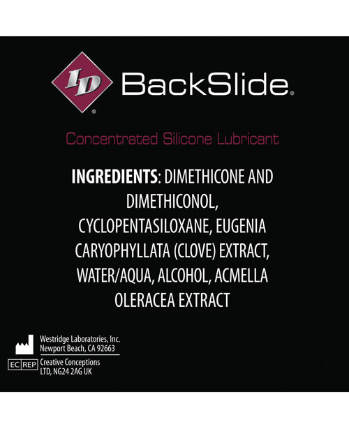 Lubricante anal ID Backslide - Fórmula relajante muscular y de larga duración Product Image.